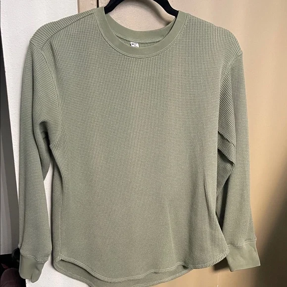 Uniqlo Green Waffle Knit Long Sleeve Top - Picture 1 of 3
